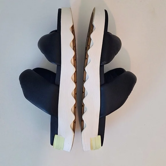 Sorel Viibe Twist Slide Sandals Black Soft Leather Size 10 - Picture 10 of 11